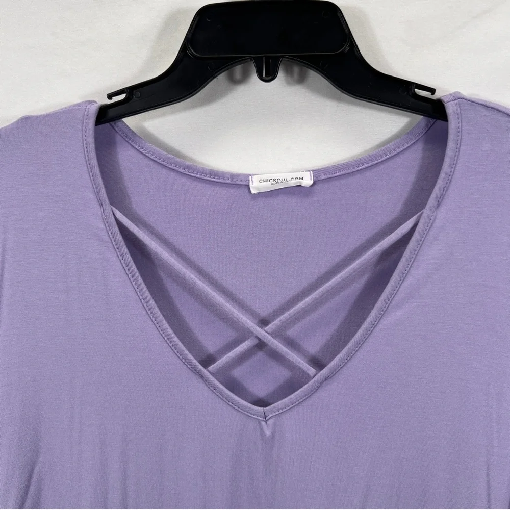 Chic Soul Lavender Crisscross V-Neck Plus Size Blouse 0897 - Picture 2 of 9